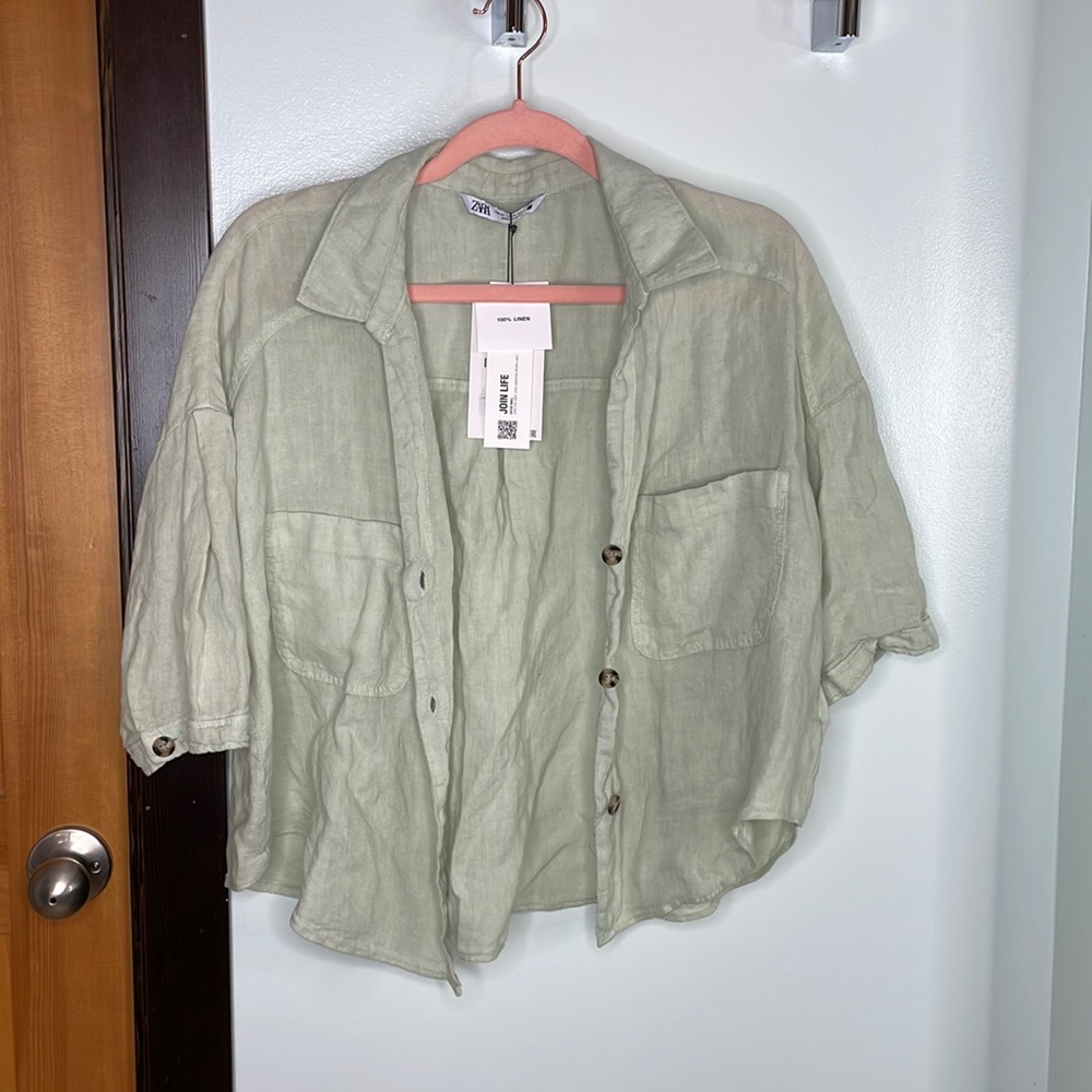 Zara Crop Button Up
